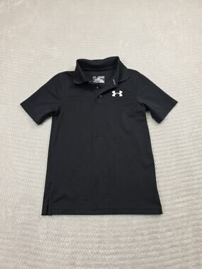 Under Armour Shirt Boys Youth XS Black Polo Shirt Performance